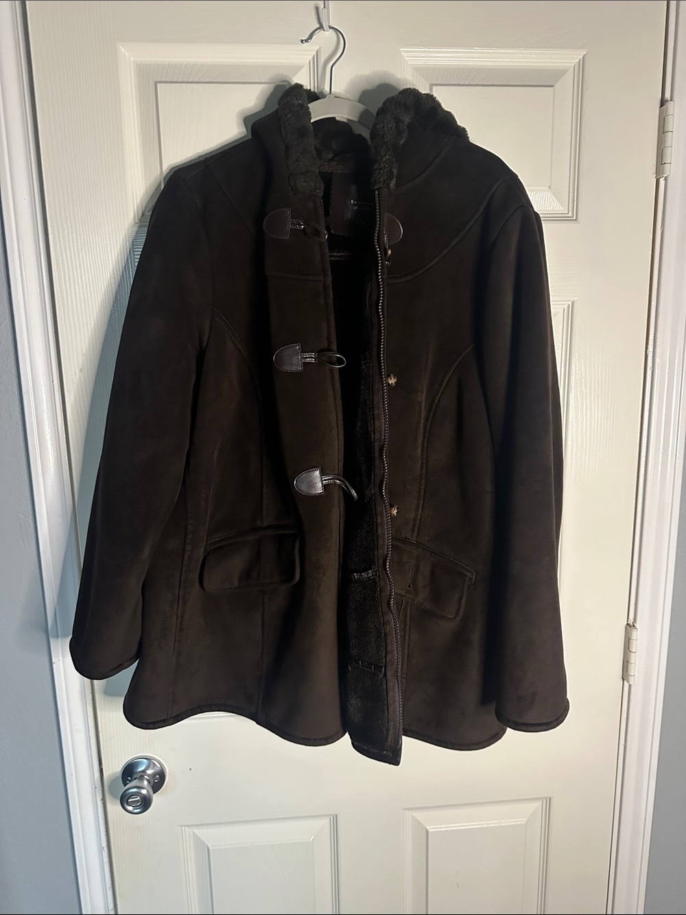 Women’s Dark Brown Shearling Toggle Jacket
